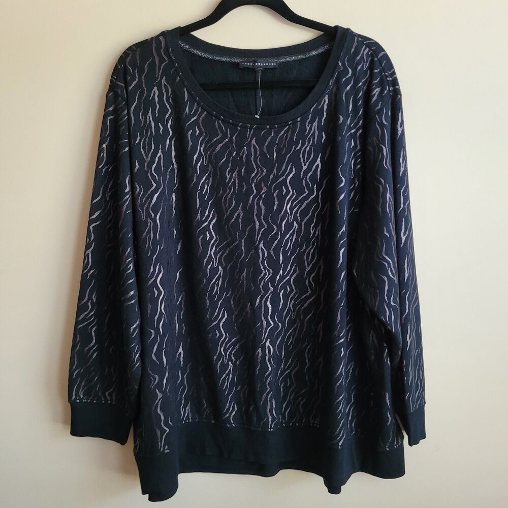 Jane And Delancey Womens Fleece Lined Sweater Plus Size 2x Zebra Print NWOT